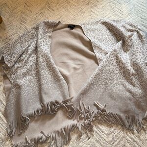 Fleece leopard print poncho